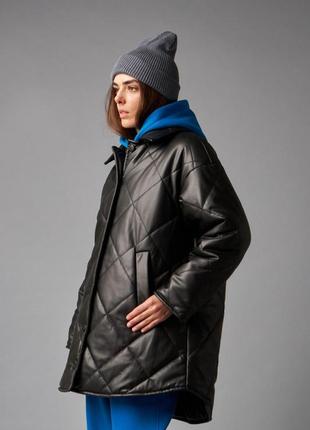 Чорна куртка демісезон еко-шкіра