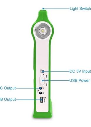 Портативный фонарь с солнечной панелью и лампочками power bank ep-0382 фото