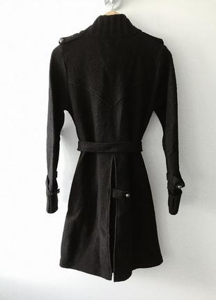 Черное пальто zara под пояс (83% шерсть)3 фото