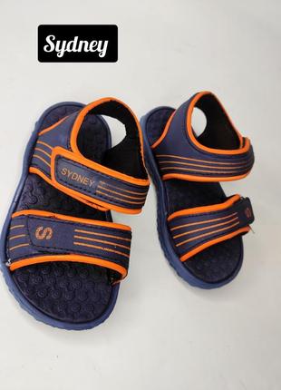 Сандалии на мальчика босоножки шлепанцы синие легкие от бренда sidney 27