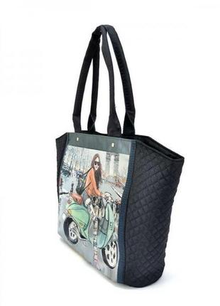 Женская сумочка с принтом. женская стеганая сумка черная2 фото