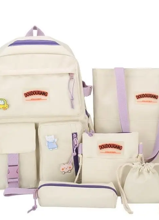 Набор 5 в1 рюкзак + клатч + пенал + сумка + брелок 4 вида 00002-pве