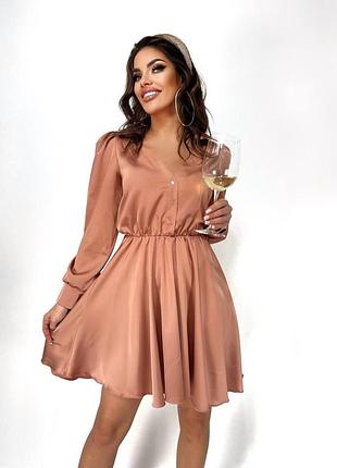 Жіноча коротка сукня шовкова чорна бежева коричнева бордова зелена смарагдова нарядна на кожен день