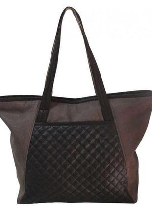 Женская сумка текстильная стеганая. классическая женская сумка коричневый шоколад3 фото