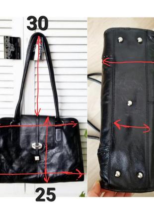 Классическая женская сумка с натуральной кожи кожаная сумка черная на плечо сумка с двумя ручками деловая сумка женская а46 фото