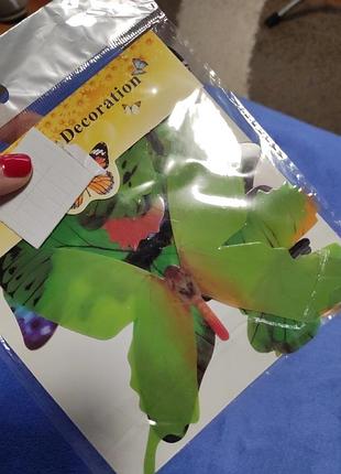 (12 шт) набір метеликів 3d на скотчі, зелені кольорові