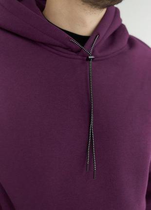 Мужское зимнее худи фиолетовое на флисе | толстовка мужская теплая кофта с капюшоном6 фото