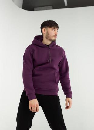 Мужское зимнее худи фиолетовое на флисе | толстовка мужская теплая кофта с капюшоном2 фото