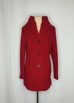 Пальто шерстяное красное короткое, шерсть и кашемир