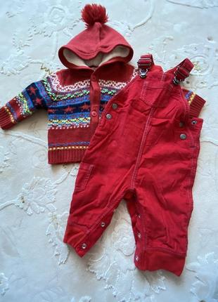 Комплект next, велюровый комбинезон, вязаный кардиган
