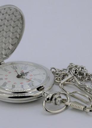 Часы карманные на цепочке кварцевые "моему деду, я люблю тебя" (цвет-серебро) арт. 03394