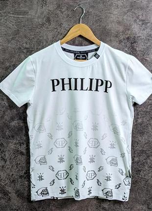 Стильні чоловічі футболки philipp plein / якісна коттонова чоловіча футболка philipp plein