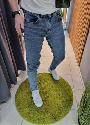 Чоловічі джинси сині слім фіт приталені завужені3 фото