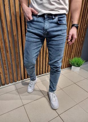 Чоловічі джинси сині слім фіт приталені завужені2 фото