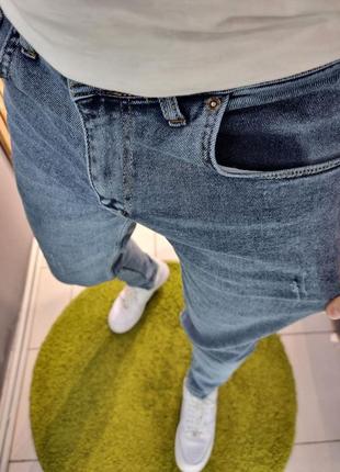 Чоловічі джинси сині слім фіт приталені завужені7 фото