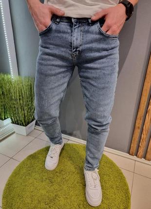 Чоловічі джинси сині слім фіт приталені завужені5 фото