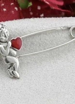 Шпилька срібло 925 булавка срібнасерце ангел 3344