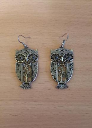 Серьги подвесные сова