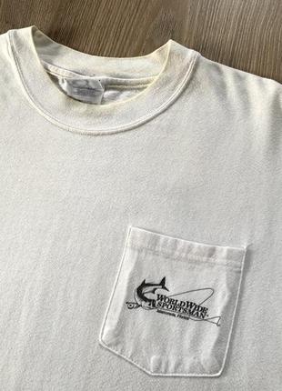 Винтажная мужская хлопковая футболка world wide sportsman для любителей рыбалкь3 фото