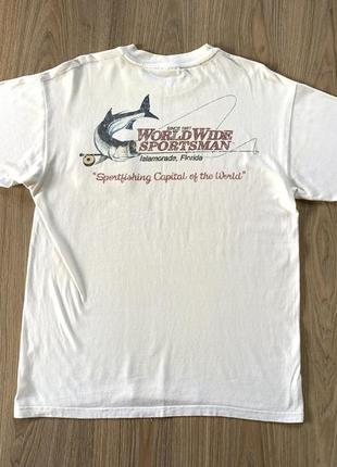Винтажная мужская хлопковая футболка world wide sportsman для любителей рыбалкь2 фото