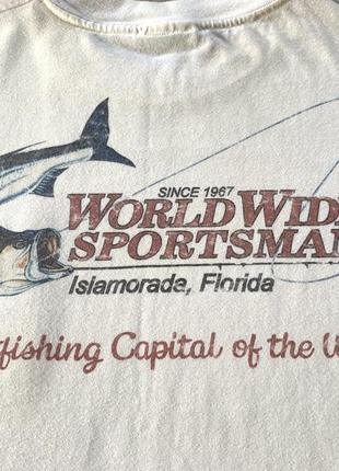 Винтажная мужская хлопковая футболка world wide sportsman для любителей рыбалкь4 фото