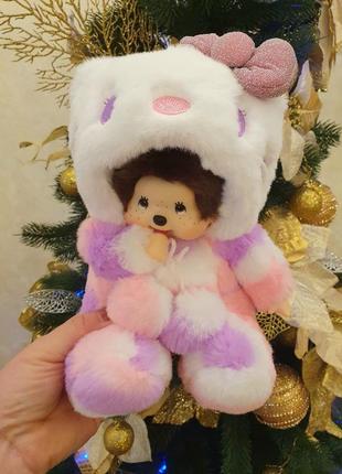 Куколка мончичи ( monchhichi) в костюме хелло китти 20 см1 фото