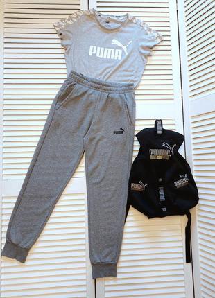 Спортивные штаны джоггеры серые серый меланж  slim fit от puma