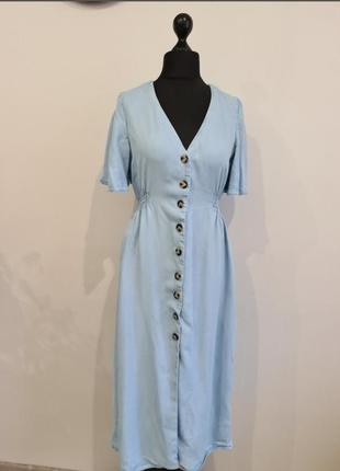 Легенька котонова сукня міді на ґудзиках2 фото