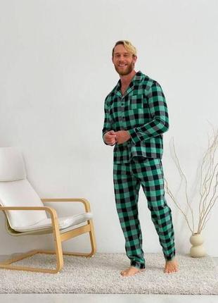 Парная пижама байковая в клетку клетчатая удобная и приятная качественная2 фото