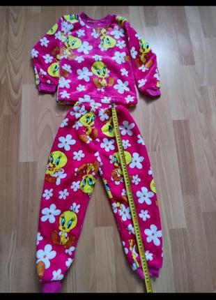 Тёплая махровая пижама на девочку 3-4 года