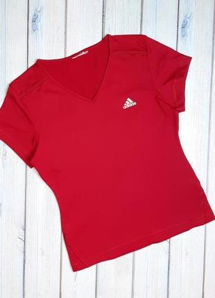💥1+1=3 фірмова яскрава червона спортивна футболка adidas, розмір 44 - 46