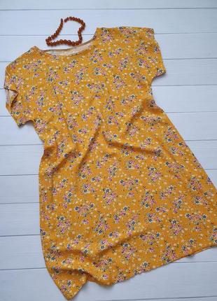 Сукня  свободного кроя вільне платье желтое с цветочным принтом3 фото