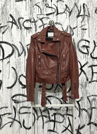 Куртка кожанка bershka, оригінал, красива, коричнева, джинсовка, мяка1 фото