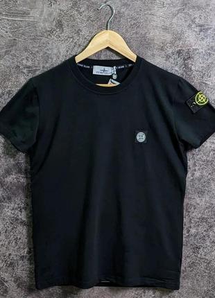 Футболка stone island белая / хаки / черная мужская с патчем4 фото