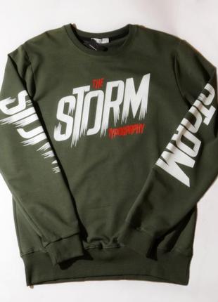 Чоловічий світшот у синьому кольорі зі стильними написами