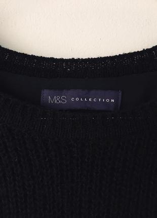 Оригинальный двойной черный свитер с шерстью в составе marks & spencer джемпер + блузка7 фото