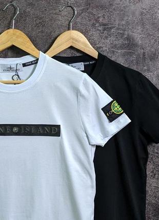 Футболка stone island белая / хаки / черная мужская с патчем8 фото