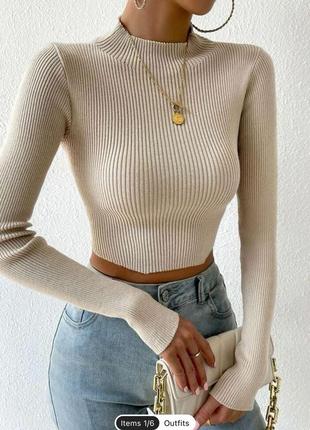 Водолазка укороченый топ с длинным рукавом6 фото