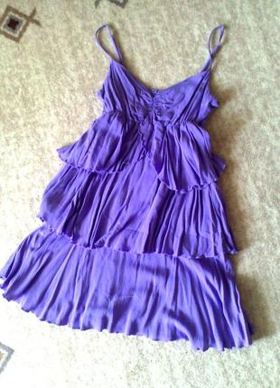 34-36р. бузковий віскозний сарафан з рюшами