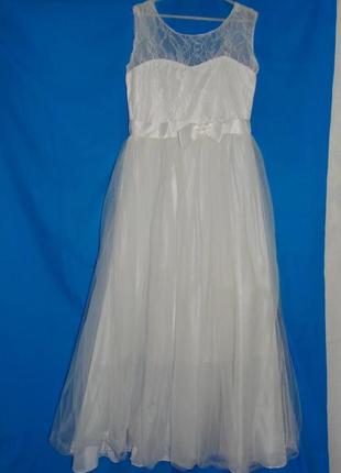 Белое пышное платье на 11-13 лет1 фото