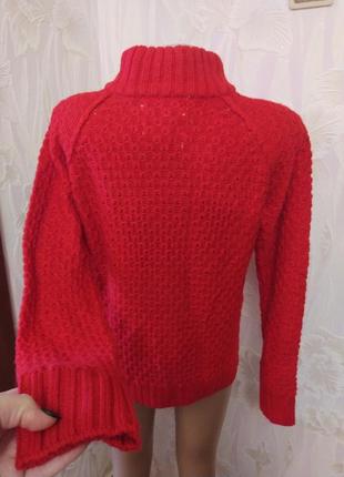 🌶️🌶️🌶️чокраво красный пуловер теплый под шею с пуговками3 фото