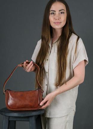 Жіноча шкіряна сумка джулс, натуральна шкіра італійський краст, колір коричневий, відтінок вишня2 фото