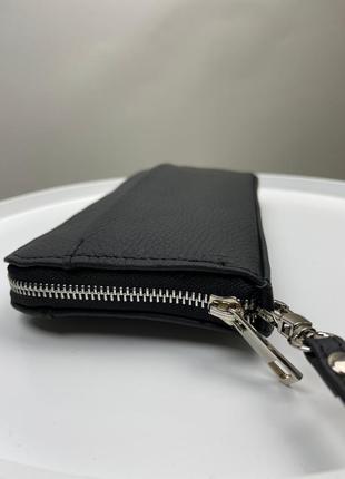 Мужской кожаный клатч черный портмоне из натуральной кожи кошелек на замке4 фото