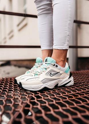 Прекрасные женские кроссовки nike m2k tekno beige mint бежевые с мятным3 фото