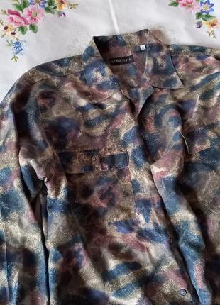 Jaeger новая винтажная шелковая рубашка накладные карманы5 фото