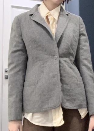 Винтажный английский серый шерстяной пиджак