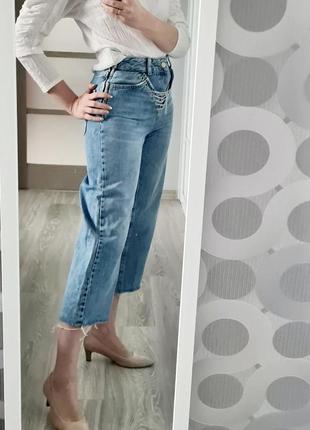 Крутые классные стильные трендовые джинсовые кюлоты джинсы штаны деним высокая посадка3 фото