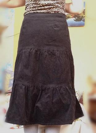 Вельветовая юбка черная длинная