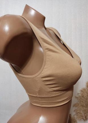 Телесный топ с поролоновыми вставками,s,m