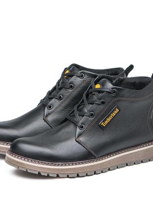 Чоловічі теплі зимові черевики з натуральної шкіри та хутра timberland